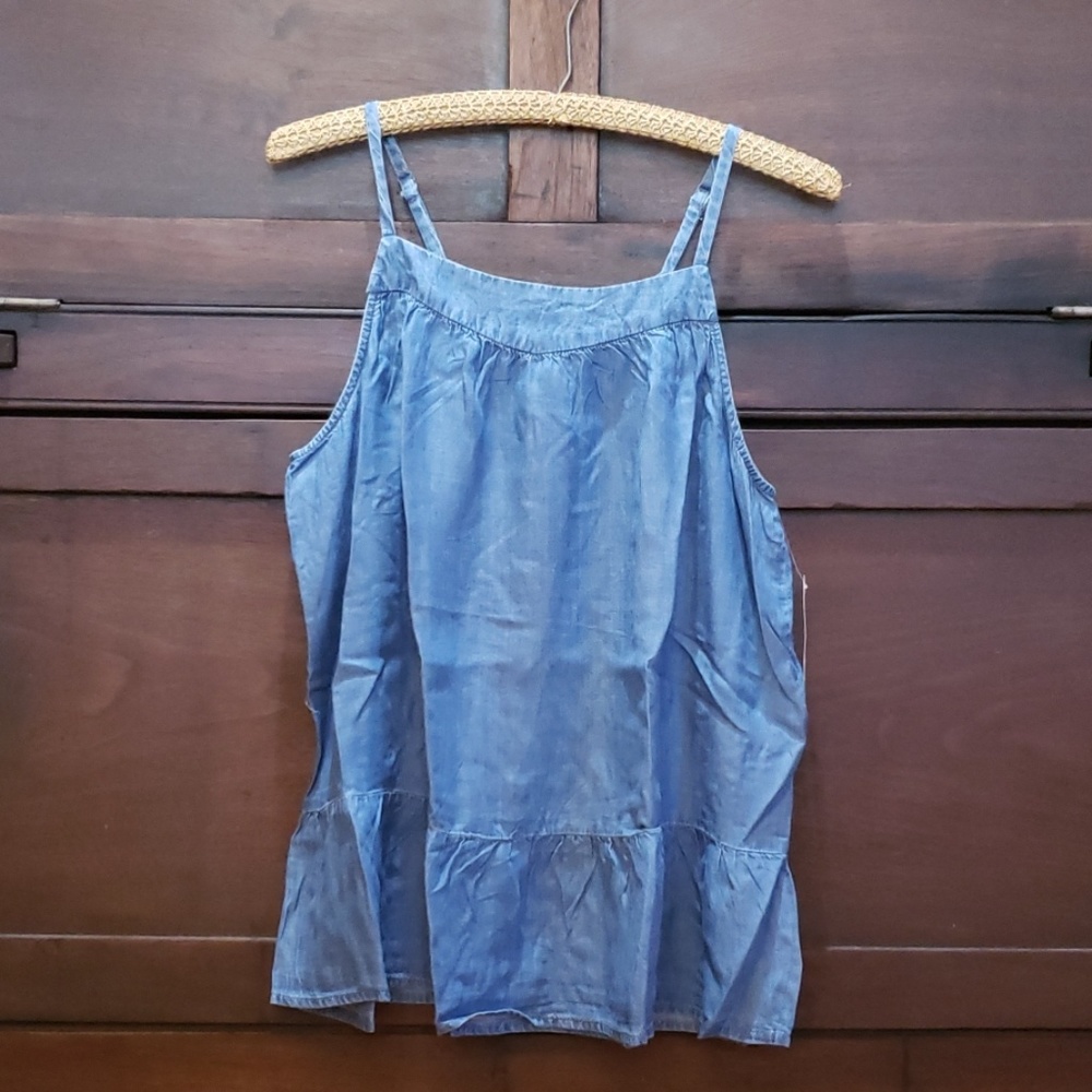 Strappy denim tank top